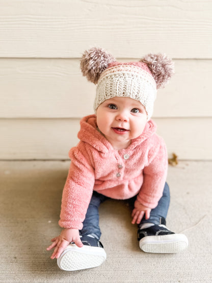Gradient Pebble Aura Beanie w/double poms